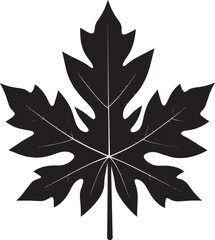 Papaya Leaf Vector Format – Black Exotic Foliage Silhouette Art