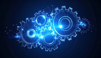 Obraz premium Abstract Glowing Gears On Dark Background
