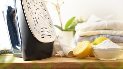 Homemade natural products for cleaning the soleplate of steam iron