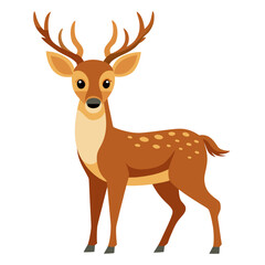 Brown spotted deer with antlers standing fawn