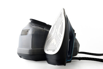 Detail of domestic continuous steam ironing center white isolated background