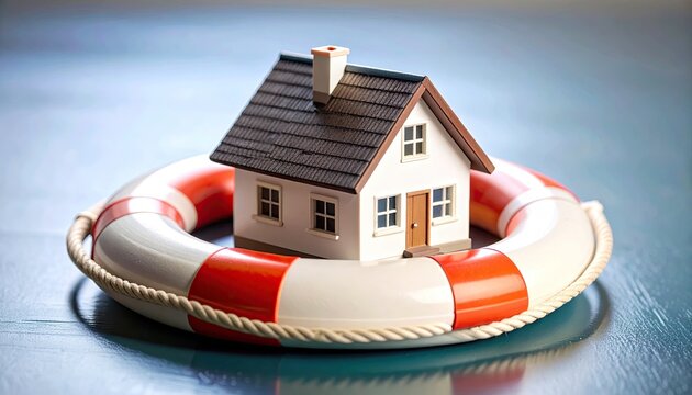 Miniature house on life preserver (1)