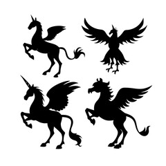 Majestic unicorn silhouette with flowing mane fantasy