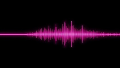 Abstract pink neon sound wave on a black background.