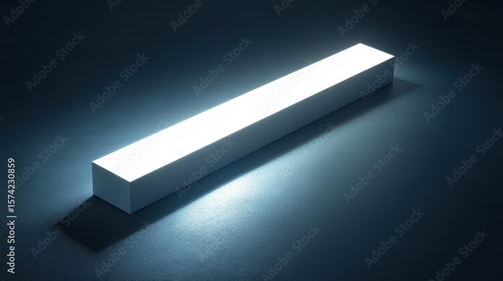 Aufkleber illuminated rectangular prism against a dark backdrop.
