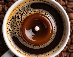 Coffee Cup With Milk Drop And Foam Detail
