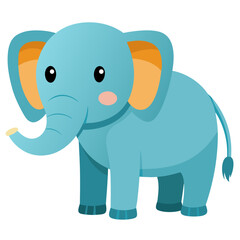Cute blue elephant with orange ears and pink cheeks vector