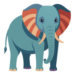 Blue elephant with orange striped ears and tusks vector