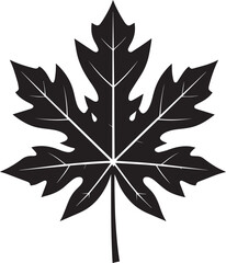 Papaya Leaf Vector Format – Black Exotic Foliage Silhouette Art