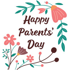 Happy Parents' Day typography with floral decorations