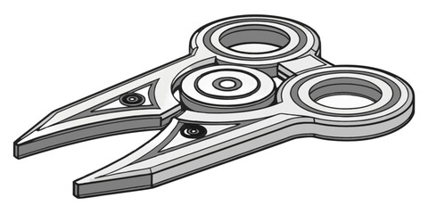 Vector illustration of an abstract fish and eagle, isolated sharp metal cutting tool