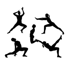 Five Athletic Figures Performing Weightlifting Poses