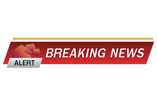 BREAKING NEWS graphic banner designed for media broadcasts or digital platforms transparent background