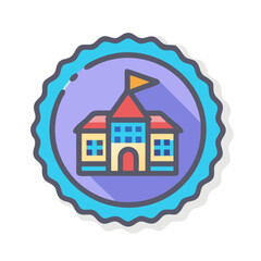 Blue background house icon representing home, property, and real estate