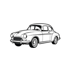 Retro Automobile Outline – Classic Vehicle Vector
