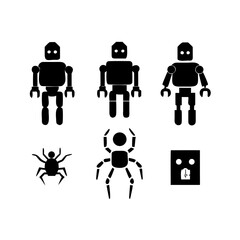 Robotic figures and geometric shapes humanoid cube