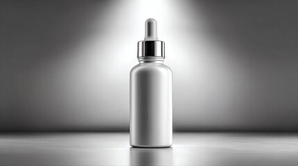 Minimalist White Dropper Bottle Under Spotlight
