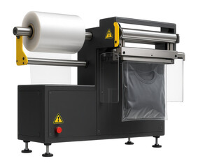 Automated polybag inserter with roll feeder and heat sealing mechanism for clothing packaging in textile factories