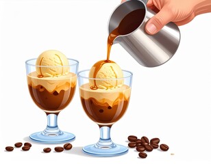Affogato Iced Coffee Dessert with Vanilla Ice Cream