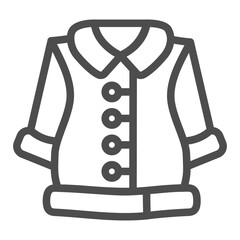 Warm coat with buttons and sleeves line icon, winter clothing concept. Vector graphics. Coat for women, clothes sign on white background, outline style icon for mobile or web design.