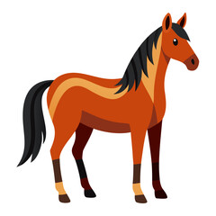Chestnut horse with black mane and tail standing brown