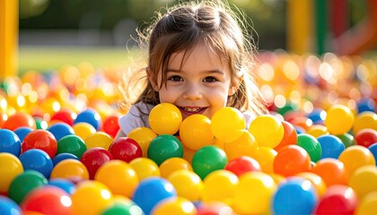 Child playing in a ball pit