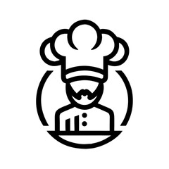 Cartoon animal chef icon holding a food tray and a hot beverage, a fun restaurant symbol design