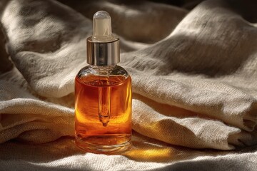 Transparent Pipette Dropper in Amber Bottle among Florals