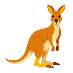 Cartoon Kangaroo Standing On White Background marsupial animal