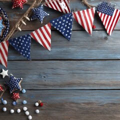 Fototapeta premium Red, White, and Blue Decorative Bunting for Festive Celebrations