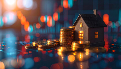 Real Estate Market Growth with Digital Financial Overlay and Dollar Sign Trends