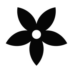 Simple flower icon in black with rounded petals. Perfect for graphic design, SVG cut files, branding symbols, and abstract floral illustrations.