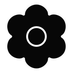 Monochrome abstract flower shape. Isolated black graphic element ideal for stickers, decor, DIY projects, and digital floral art or branding assets.