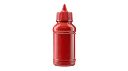 Ketchup bottle in plastic squeeze format, isolated on transparent 