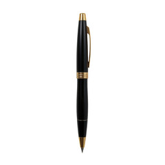 Elegant black and gold ballpoint pen isolated on Transparent Background for branding and design