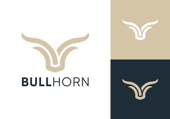 abstract line horns head bull logo vector design