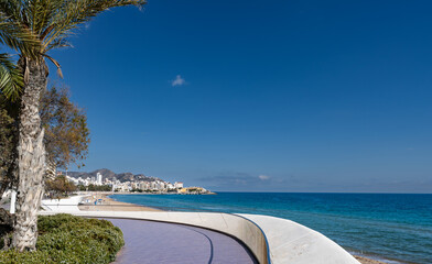 View of Poniente Beach in Bendorm, looking towards the Old Town