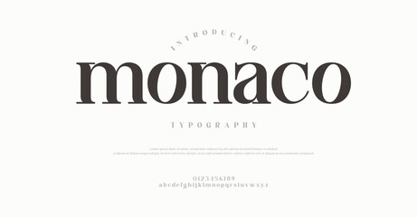 Monaco Minimal luxury font alphabet logo. Vector illustration
