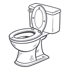 White toilet with open lid bathroom plumbing