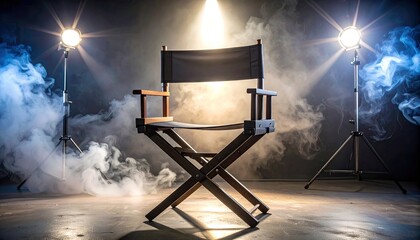 Director's chair in dramatic studio setting