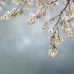 Delicate Blossoms on a Branch Against a Soft Background