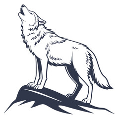 Howling wolf on rocky outcrop animal wildlife