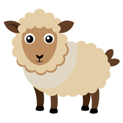 Cute cartoon sheep standing on white background animal farm