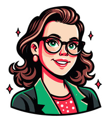 Vibrant Cartoon Woman with Curly Hair and Playful Expression for Illustration