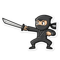 Chibi Ninja with Katana in Stance