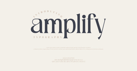 Amplify Elegant luxury alphabet font logo. Typography technology, electronic, movie, digital, music, future, logo creative font.