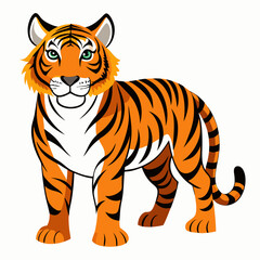 Orange tiger with black stripes and green eyes animal wildlife