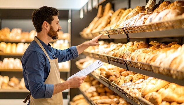 Baker checking bread stock - Powered by Adobe