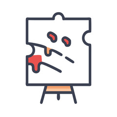 Torn canvas with paint splatters on easel vector