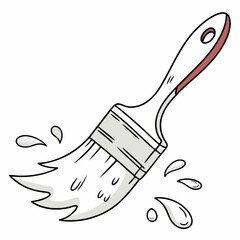 White paint brush with splashing liquid paintbrush liquid splash
